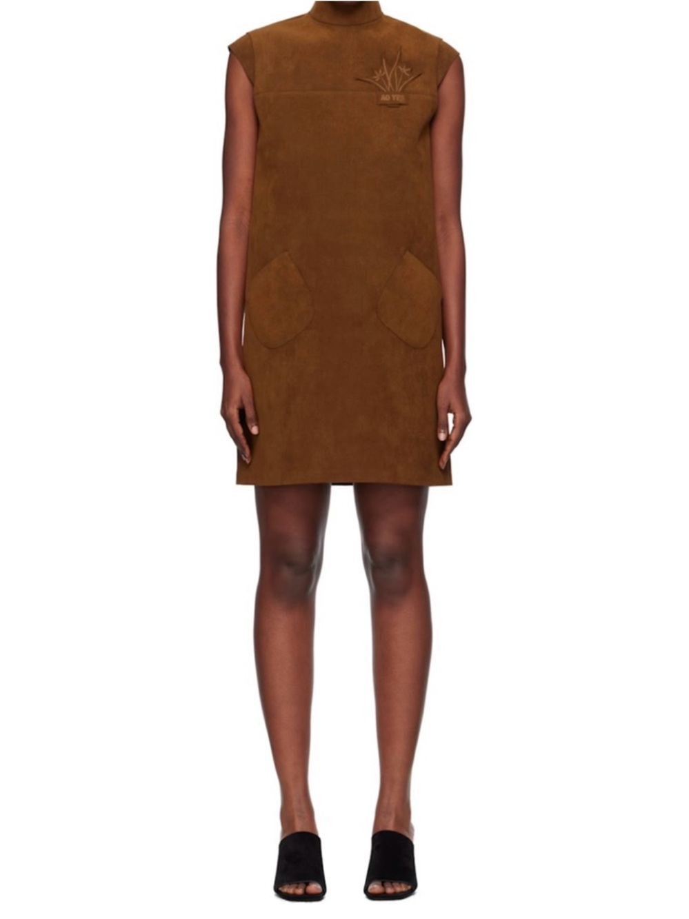 NWT AO YES- Sleeveless Suede Shift Dress in Rich Chestnut Brown